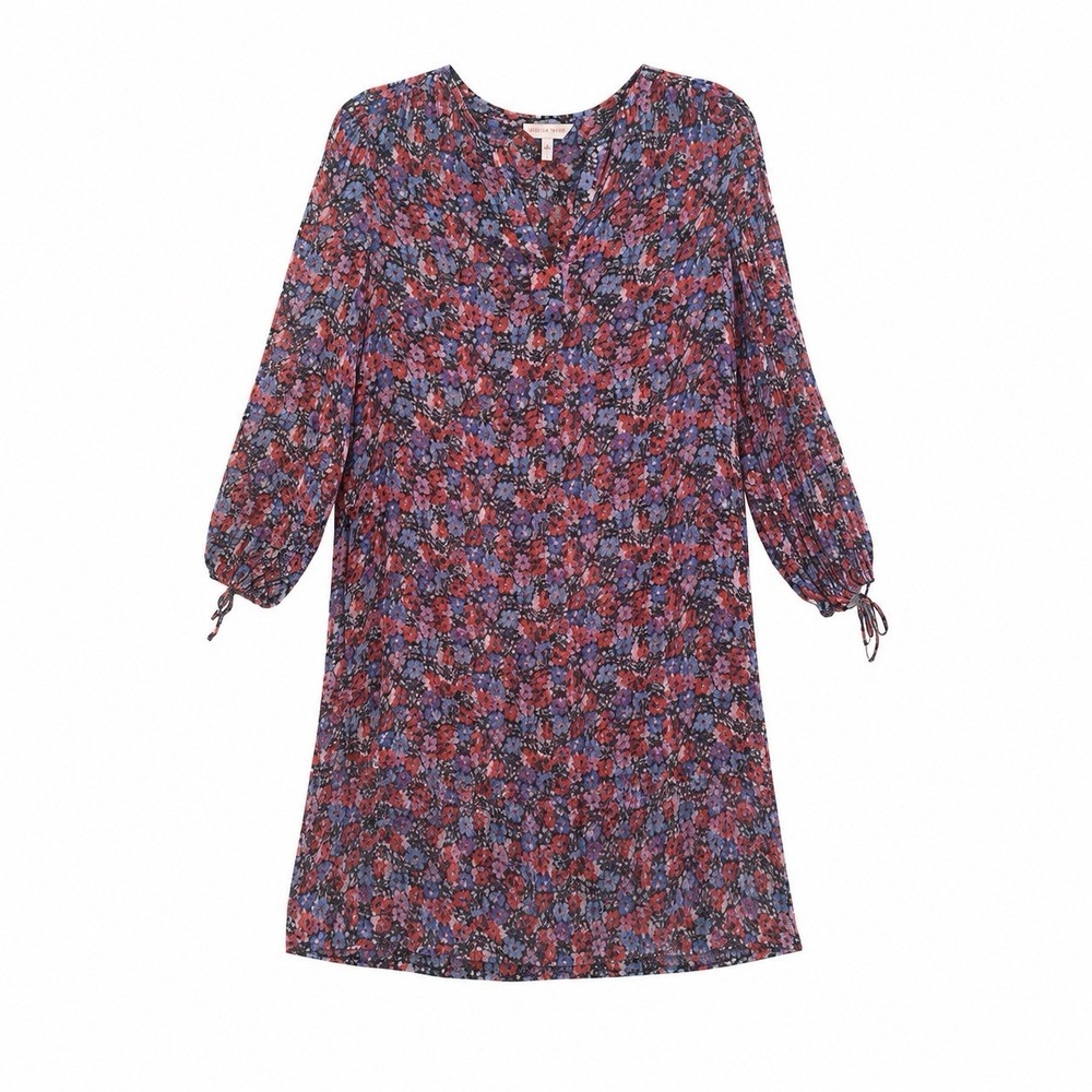 Rebecca Taylor Silk Floral Shift‎ Dress Long Sleeve V Neck Pockets Womens Size 4
